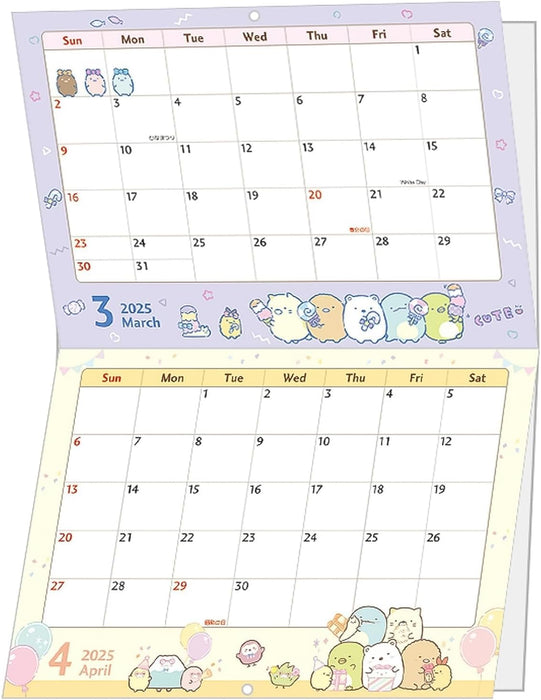 Sumikko Gurashi Wall Calendar 2025 A4 CD39101