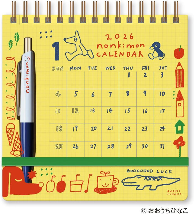 New Japan Calendar 2026 Desk Calendar Hinako Ouchi Scribble Calendar NK4280