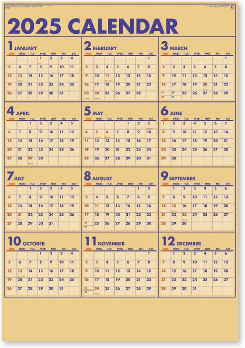 New Japan Calendar 2025 Wall Calendar Timeline: Craft Plan NK345