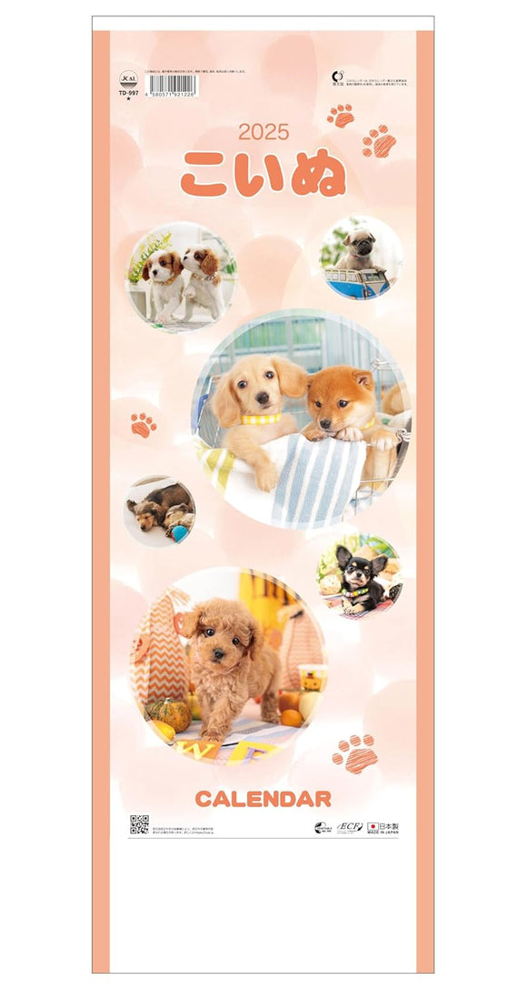 Todan 2025 Wall Calendar Koinu 52.7 x 19cm TD-997