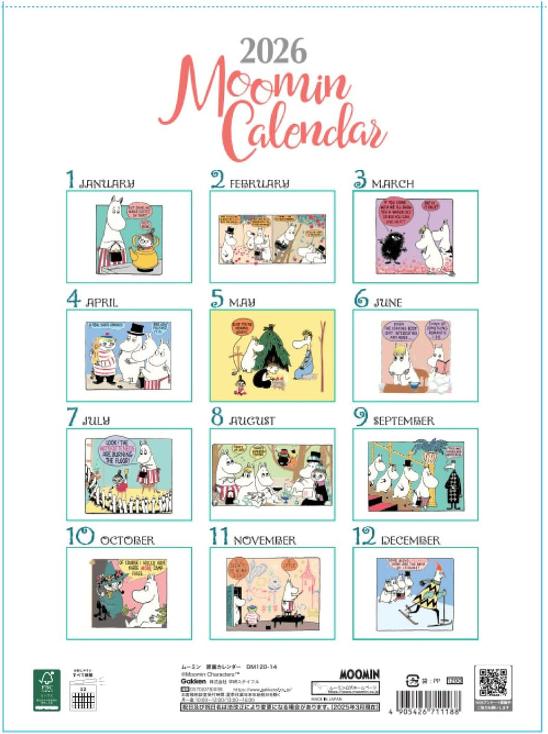 Gakken Sta:Ful 2026 Calendar Moomin Wall Calendar DM12014
