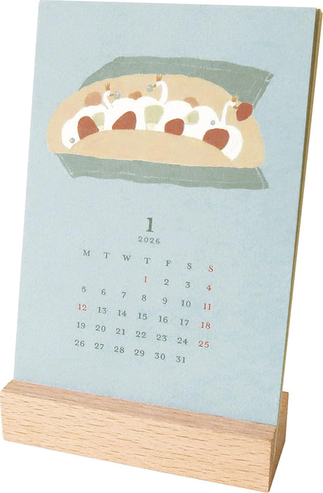 EL COMMUN MATOKA 2026 Desk Calendar Wooden Stand Swan CAL-141