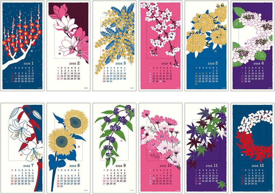 Midori 2026 Wall Calendar Washi Calendar S Floral 31384006