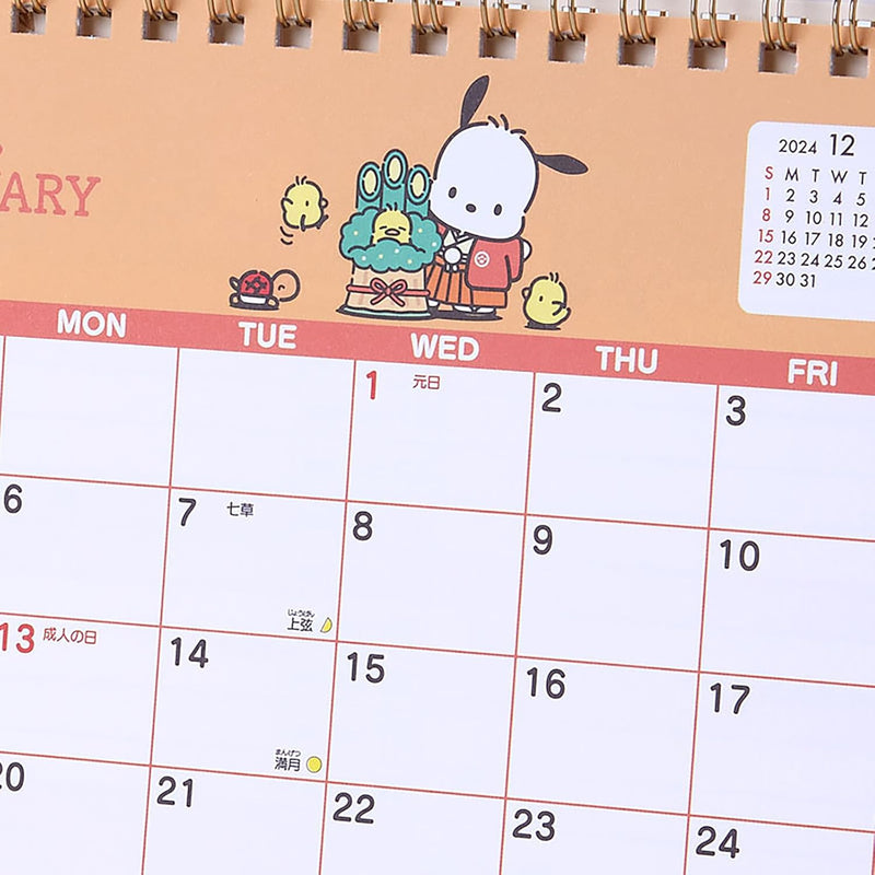 Sanrio Ring Calendar 2025 Pochacco Desk Calendar with Schedule Stickers 451371