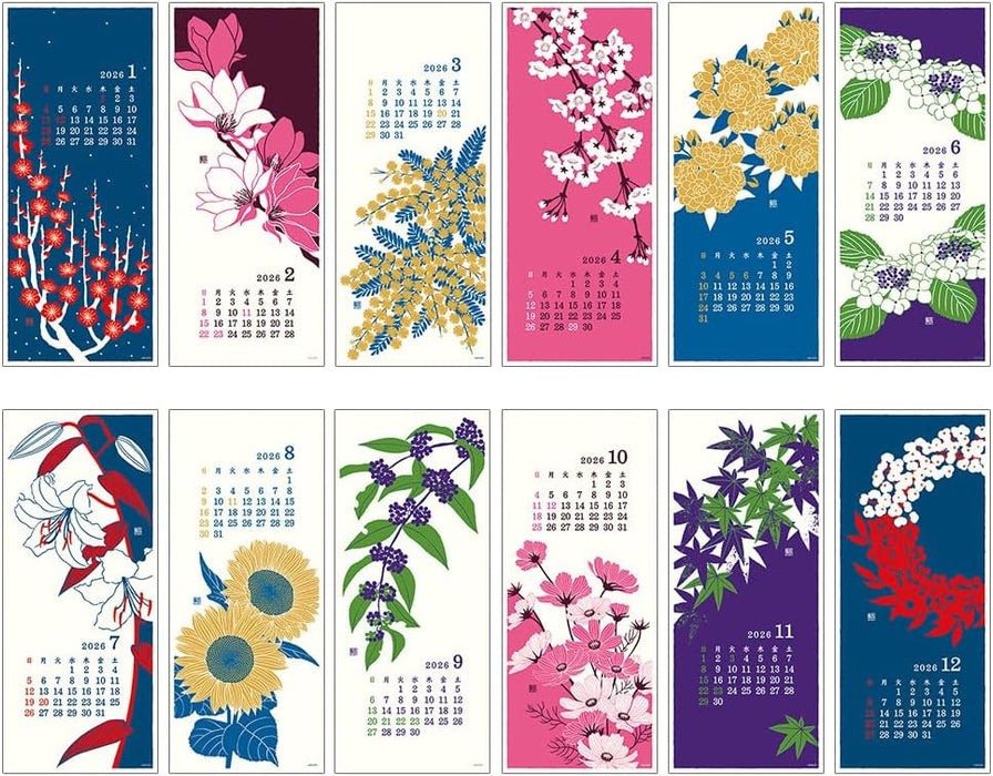 Midori 2026 Wall Calendar Washi Calendar L Floral 31387006