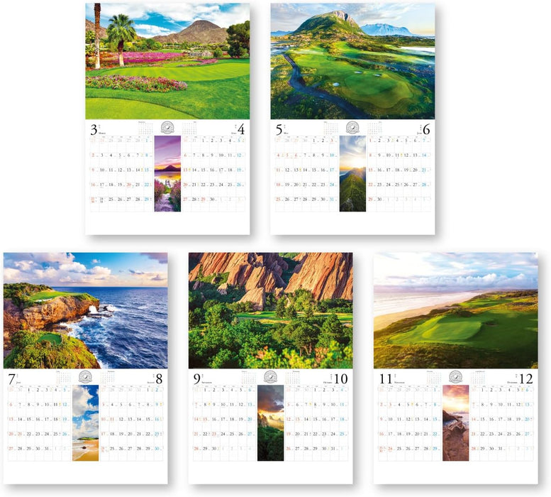 New Japan Calendar 2025 Wall Calendar World Golf Courses NK146 738x515mm