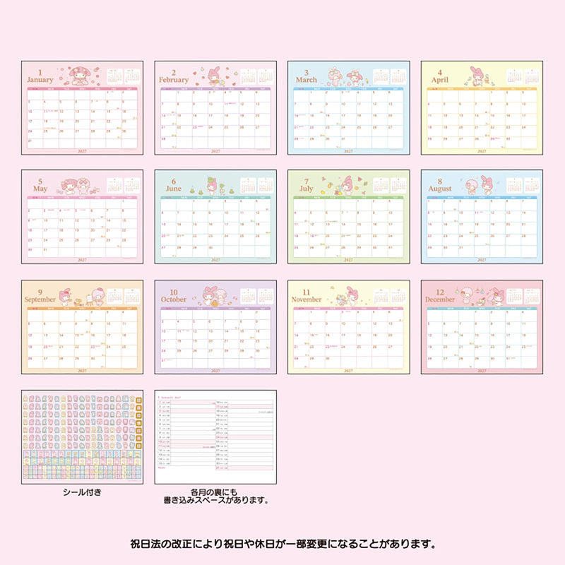Sanrio Ring Calendar 2027 My Melody Desk Calendar 921246
