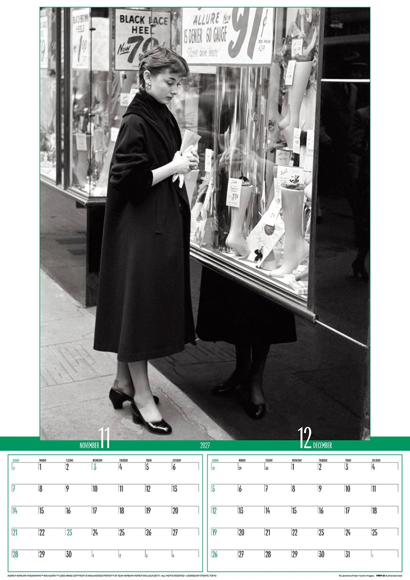 Try-X 2027 Wall Calendar Audrey Hepburn B2 27CL-341