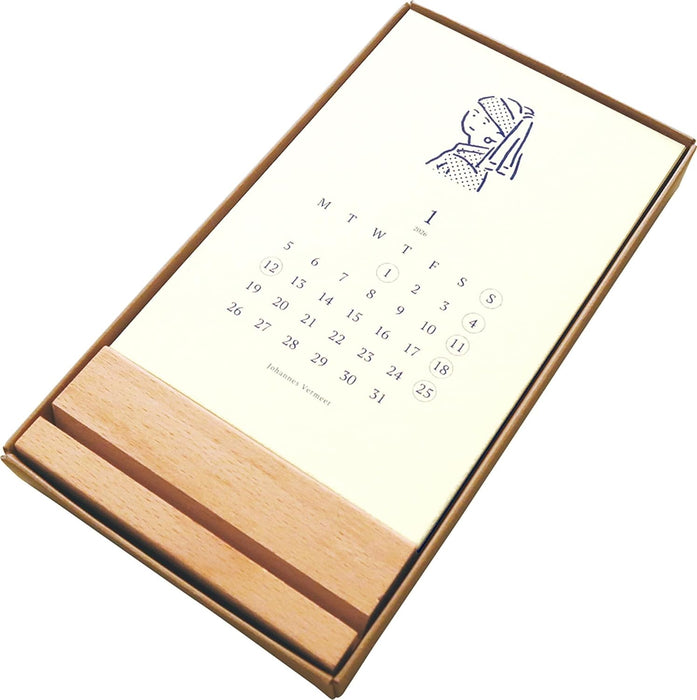 EL COMMUN MATOKA 2026 Desk Calendar Wooden Stand Masterpiece CAL-144