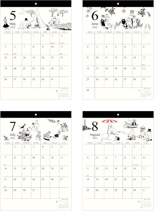 Sun-Star Stationery Moomin 2025 Wall Calendar Simple S8520780