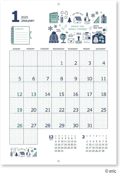 New Japan Calendar 2025 Wall Calendar eric NK4002