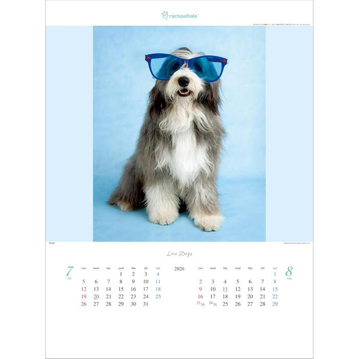 Todan 2026 Wall Calendar Love Dog - Rachel Hale Works - 53.5 x 38cm TD-933