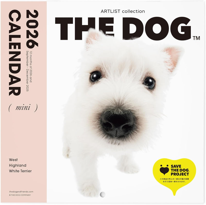 THE DOG 2026 Wall Calendar Mini Size [West Highland White Terrier]