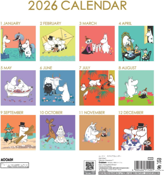 Gakken Sta:Ful 2026 Calendar Moomin Wall Square Calendar DM12015