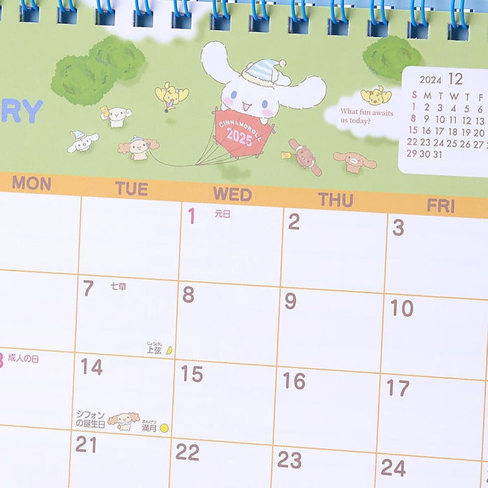 Sanrio Ring Calendar 2025 Cinnamoroll Desk Calendar with Schedule Stickers 451355