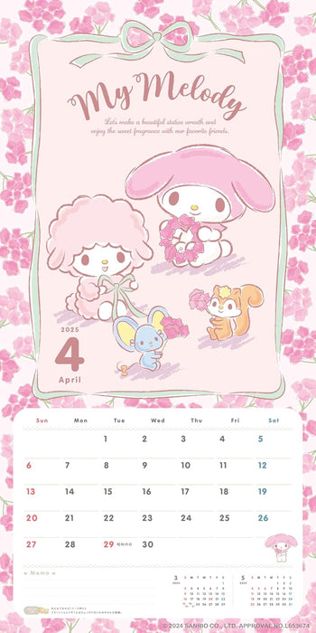 2025 My Melody with My Sweet Piano Wall Calendar