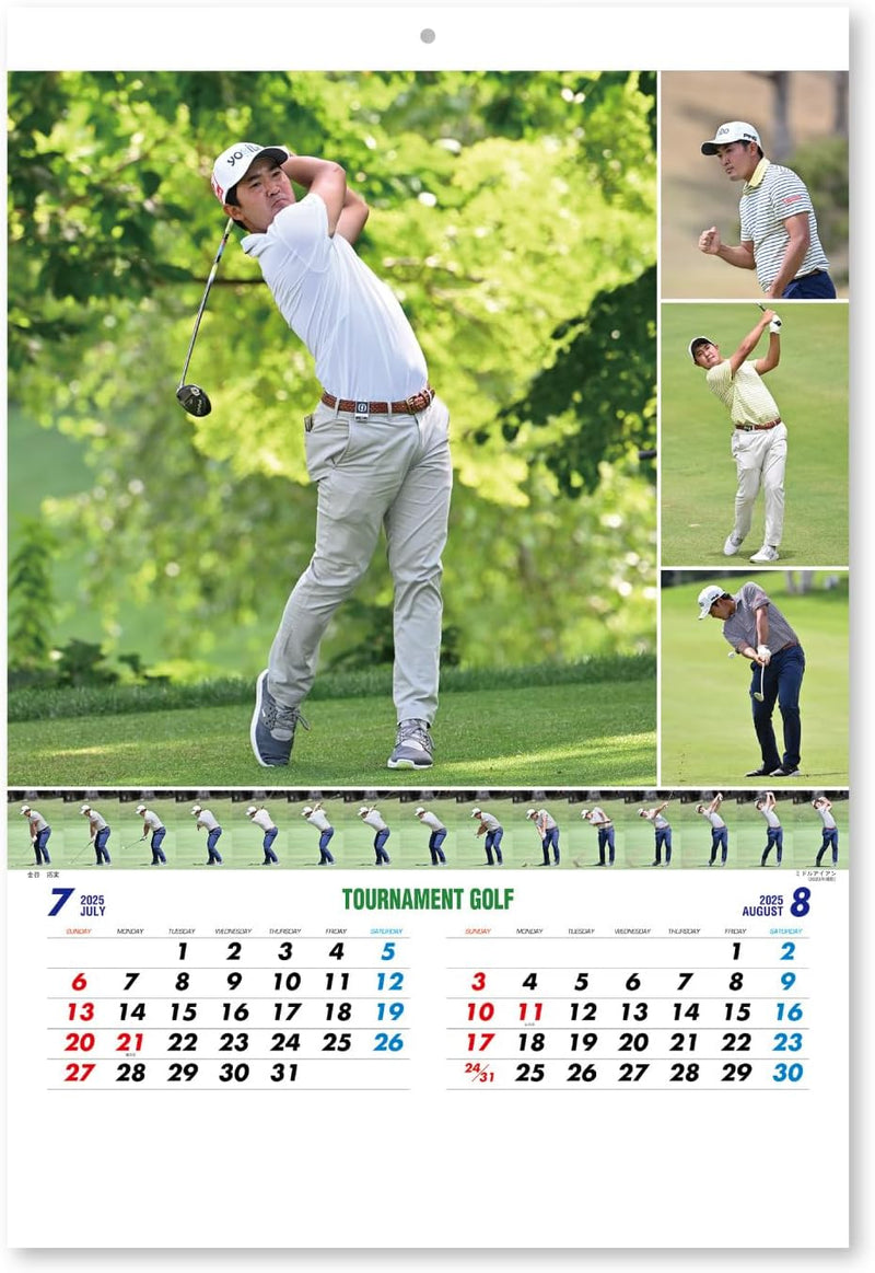 New Japan Calendar 2025 Wall Calendar Tournament Golf NK128 607x425mm