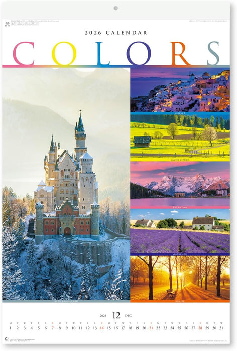New Japan Calendar 2026 Wall Calendar COLORS Film 750 x 504mm NK415