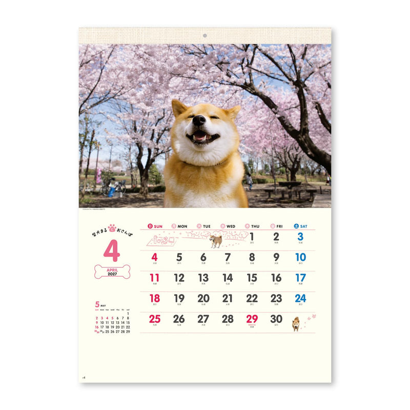New Japan Calendar 2027 Wall Calendar Walk with Shiba Inu Maru Calendar NK35