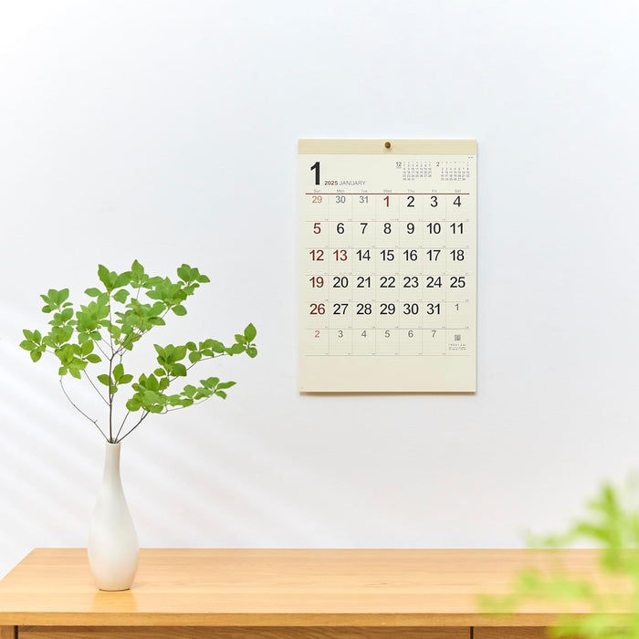 New Japan Calendar 2025 Wall Calendar Cream Memo Monthly Table Small NK459