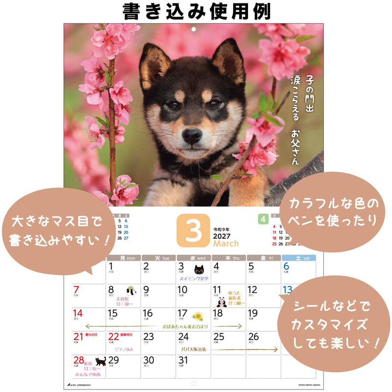 Active Corporation 2027 Wall Calendar Datte Shiba Damono. 27ACL-64