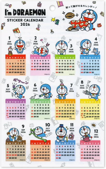 Active Corporation 2026 Calendar I'm Doraemon Sticker Calendar 26ACL-702