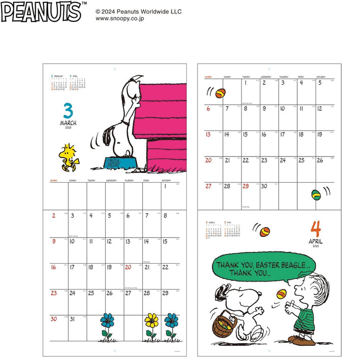 Square Snoopy 2025 Desk Calendar Red 41PCA-1