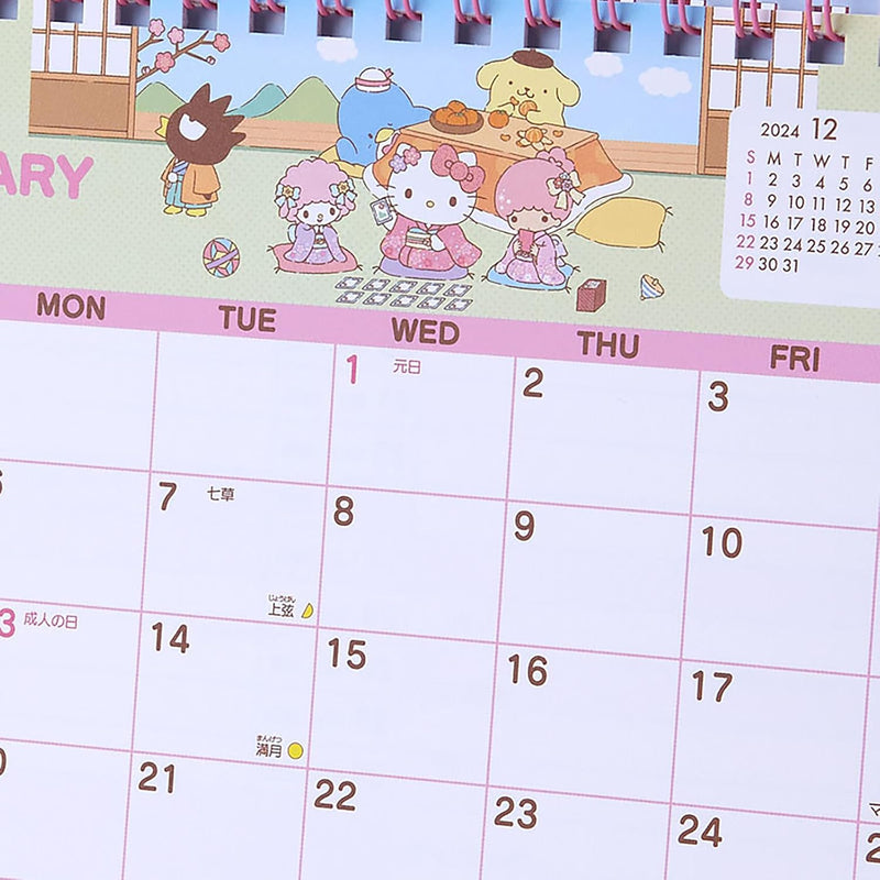 Sanrio Ring Calendar 2025 Sanrio Characters Desk Calendar with Schedule Stickers 451401