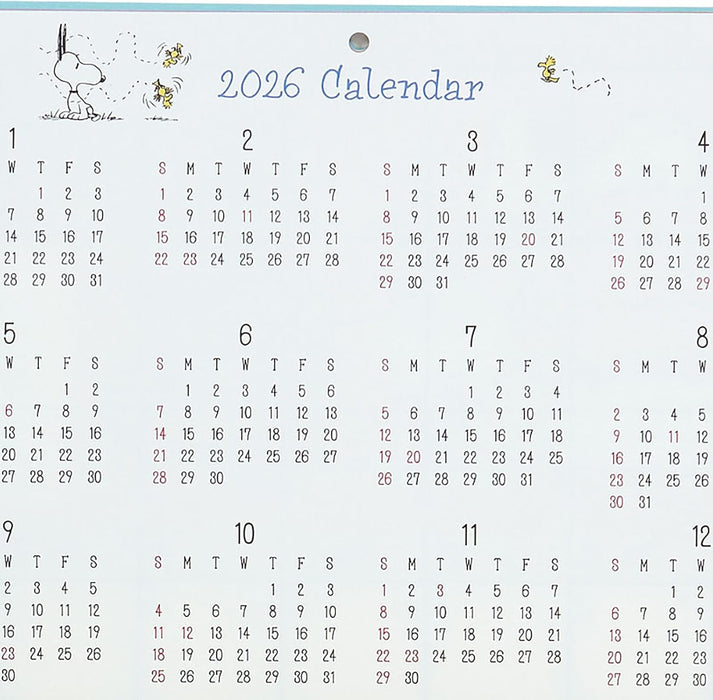 Sanrio Wall Calendar Horizontal 2025 Snoopy Wall Calendar 452939