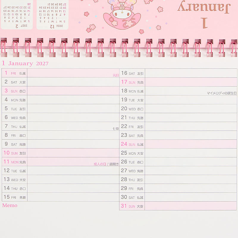 Sanrio Ring Calendar 2027 My Melody Desk Calendar 921246