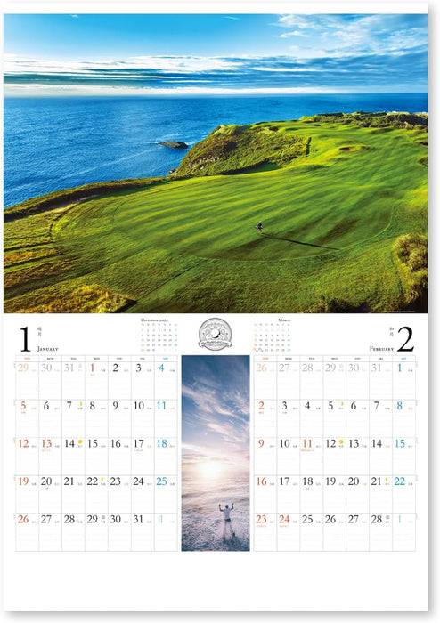 New Japan Calendar 2025 Wall Calendar World Golf Courses NK146 738x515mm