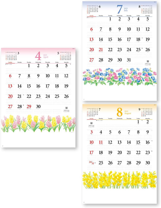 New Japan Calendar 2025 Wall Calendar Flowery Memo NK173