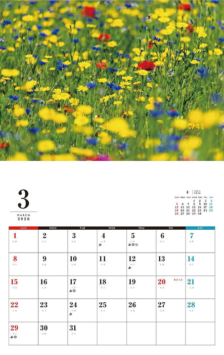 English Garden Calendar 2026 (Monthly/Wall Calendar)