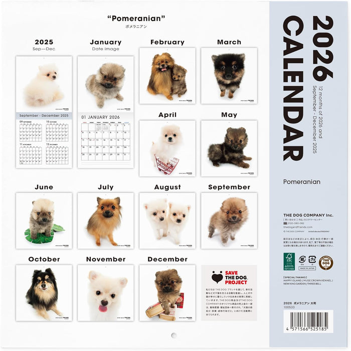 THE DOG 2026 Wall Calendar Large Size [Pomeranian]