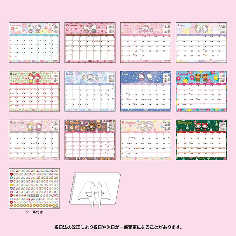 Sanrio Sheet Calendar 2027 Hello Kitty Desk Calendar 921556