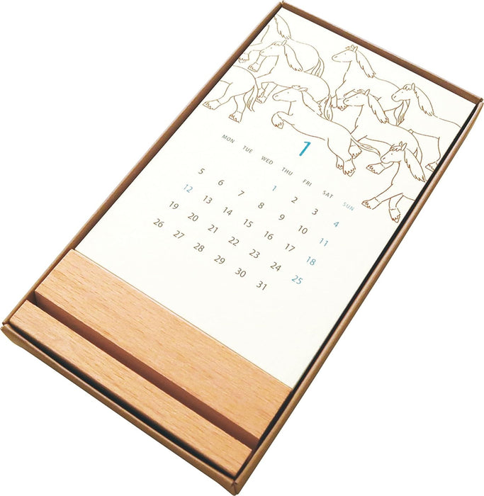 EL COMMUN MATOKA 2026 Desk Calendar Wooden Stand Arara CAL-145
