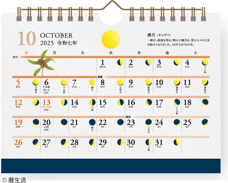 New Japan Calendar 2025 Desk Calendar Moon and Koyomi NK8953