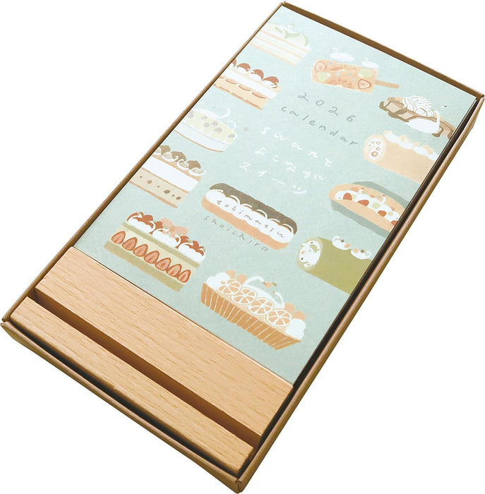 EL COMMUN MATOKA 2026 Desk Calendar Wooden Stand Swan CAL-141
