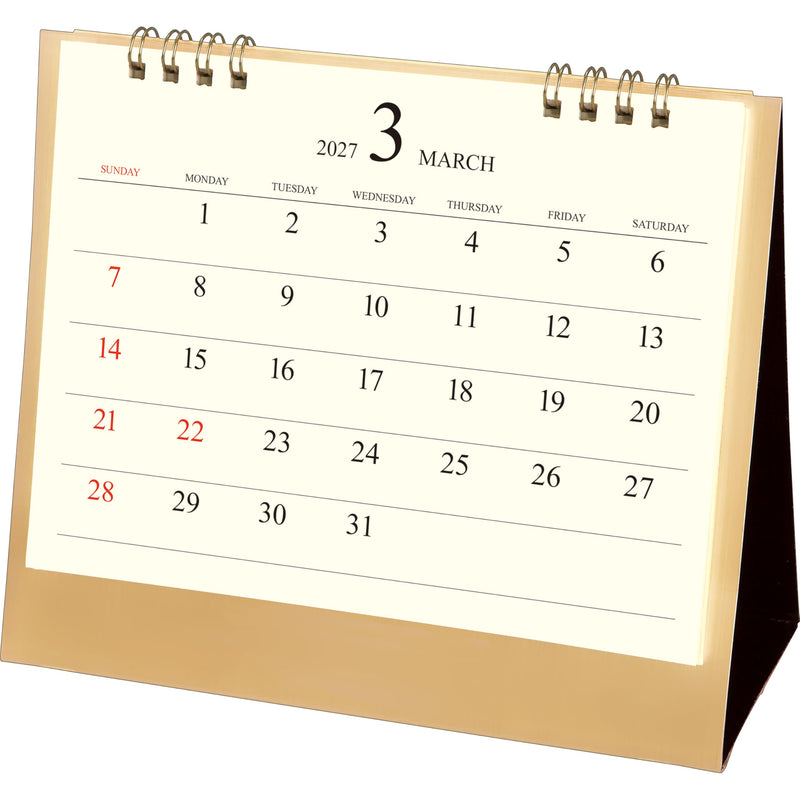 Todan 2027 Desk Calendar Premium Gold 15.6 x 18cm TD-299