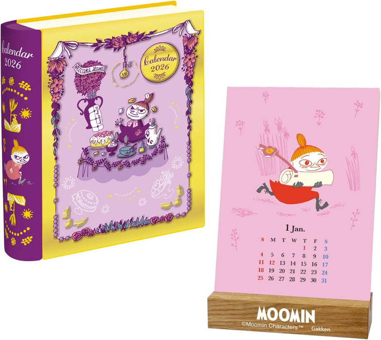 Gakken Sta:Ful 2026 Calendar Moomin Desk Calendar - Book-Shaped Tin with Stand (Little My) M21002