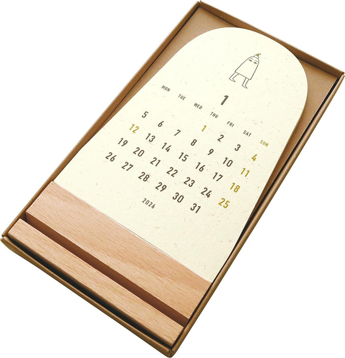 EL COMMUN MATOKA 2026 Desk Calendar Wooden Stand Die-Cut Papyrus CAL-138
