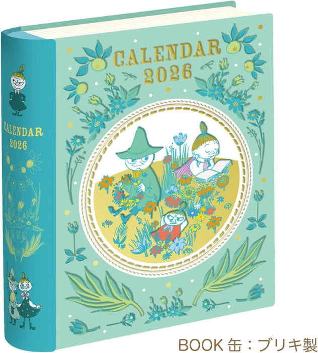 Gakken Sta:Ful 2026 Calendar Moomin Desk Calendar - Book-Shaped Tin with Stand (Snufkin) M21003