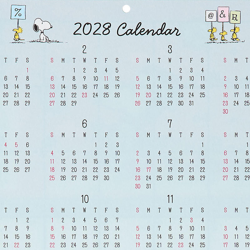 Sanrio Wall Calendar Horizontal 2027 Snoopy Wall Calendar 921696