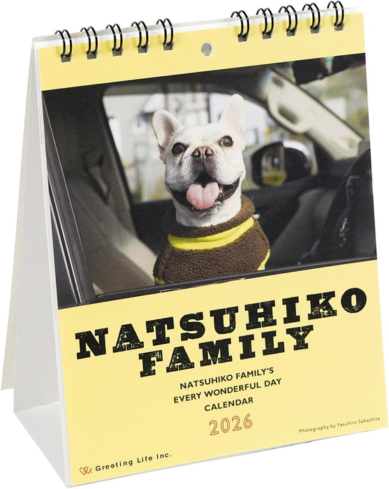 Greeting Life 2026 Desk Calendar NATSUHIKO FAMILY C-1690-NA