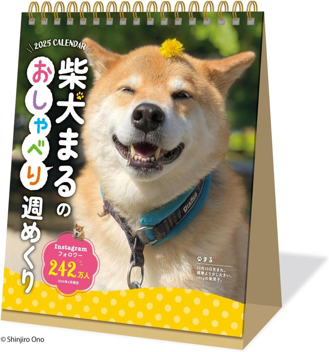 New Japan Calendar 2025 Desk Calendar Shiba Inu Maru's Chatter Weekly Flip NK4308