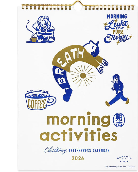 Greeting Life 2026 LETTERPRESS Wall Calendar Chalk Boy C-1666-CB