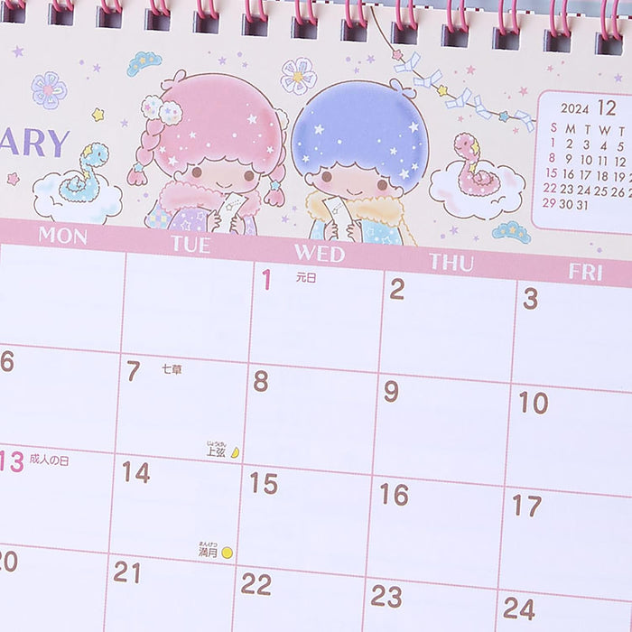 Sanrio Ring Calendar 2025 Little Twin Stars Desk Calendar with Schedule Stickers 451321