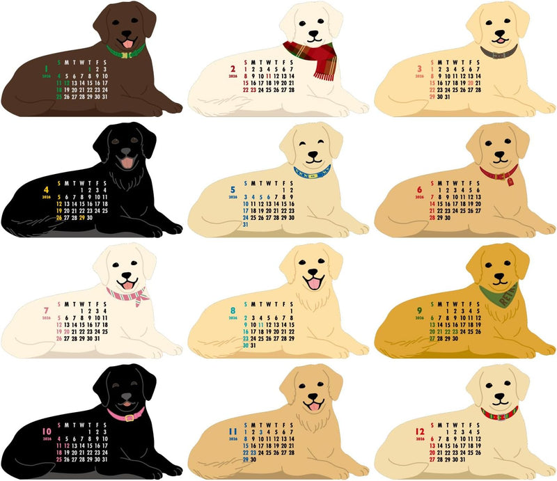 Greeting Life 2026 Desk Calendar Animal Die Cut Retriever C-1714-ET
