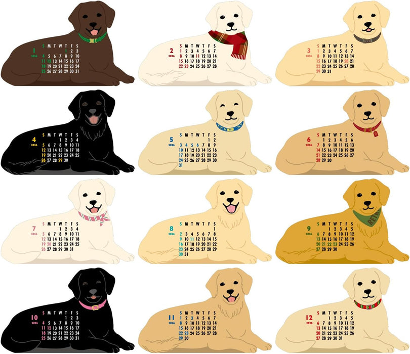Greeting Life 2026 Desk Calendar Animal Die Cut Retriever C-1714-ET