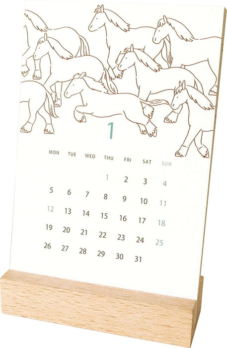EL COMMUN MATOKA 2026 Desk Calendar Wooden Stand Arara CAL-145
